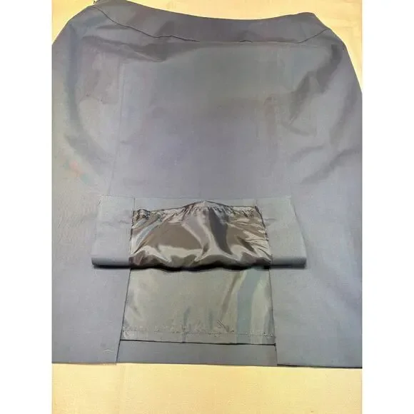 Lafayette 148 Navy Cotton Blend Skirt with Double Back Slit Size 16 - Picture 10 of 13